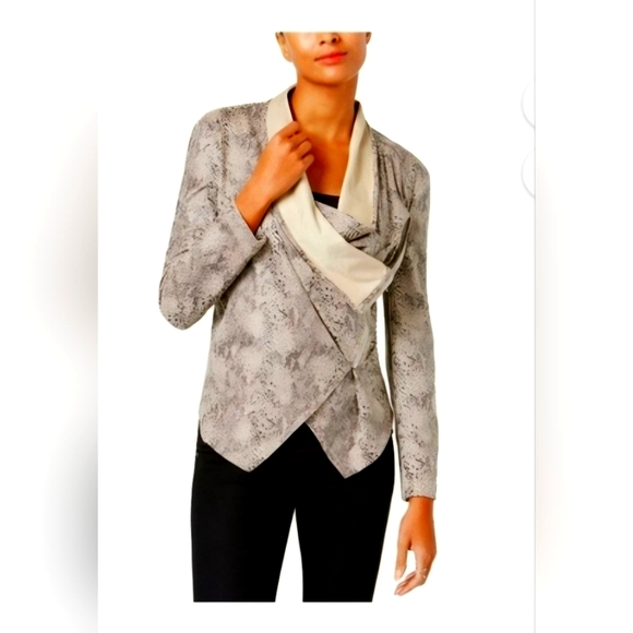 INC International Concepts.faux suede snakeskin print draped jacke - Picture 1 of 7